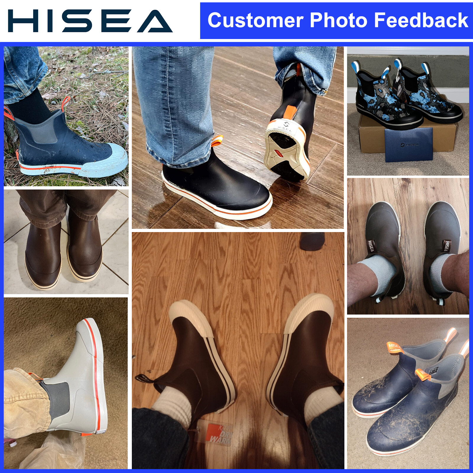 HISEA Men Ankle Deck Boots Waterproof Foam Fishing Outdoor Sport Rain Work Boots