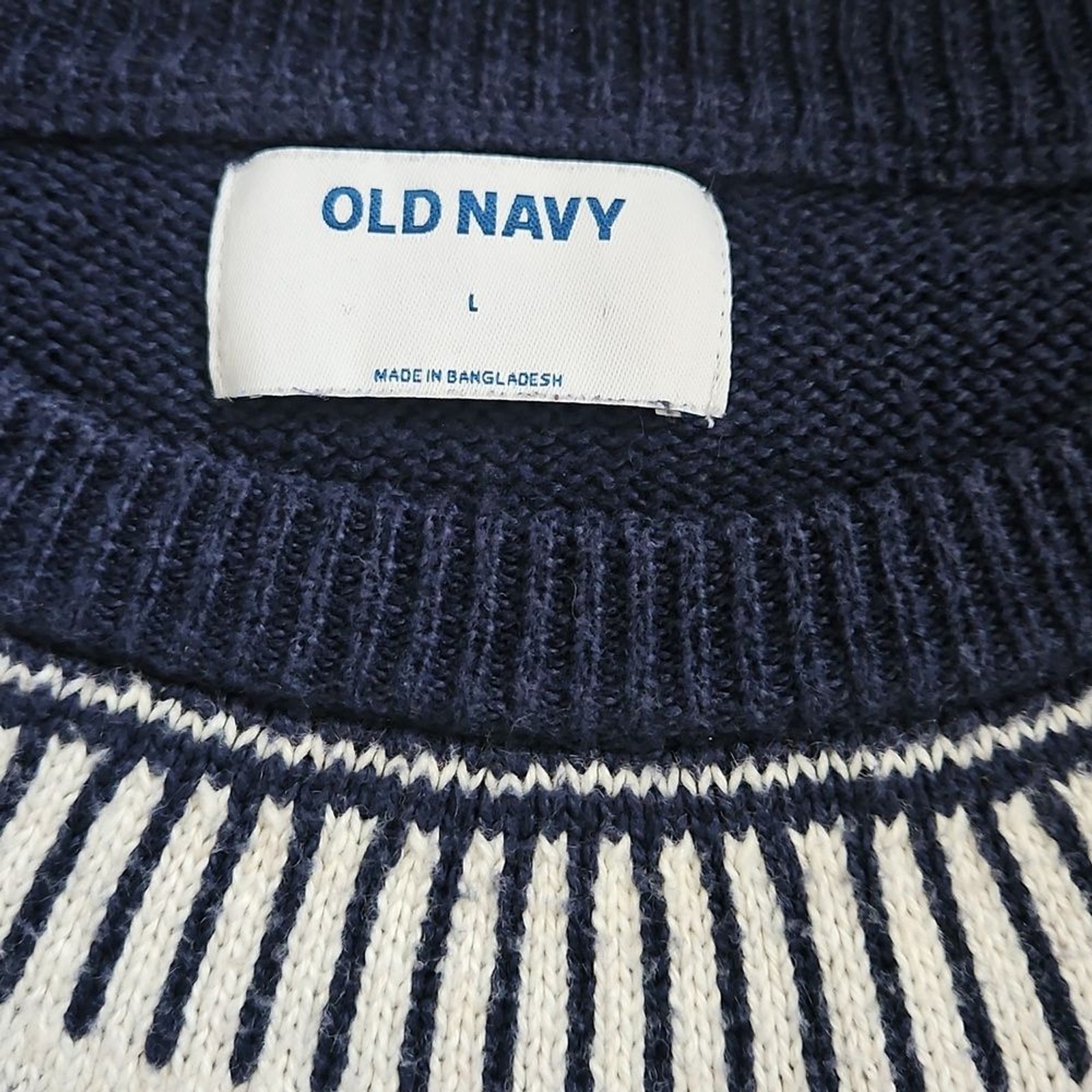 Old Navy Nordic Sweater Navy Blue Fair Isle Long Sleeves Knit – Size Large