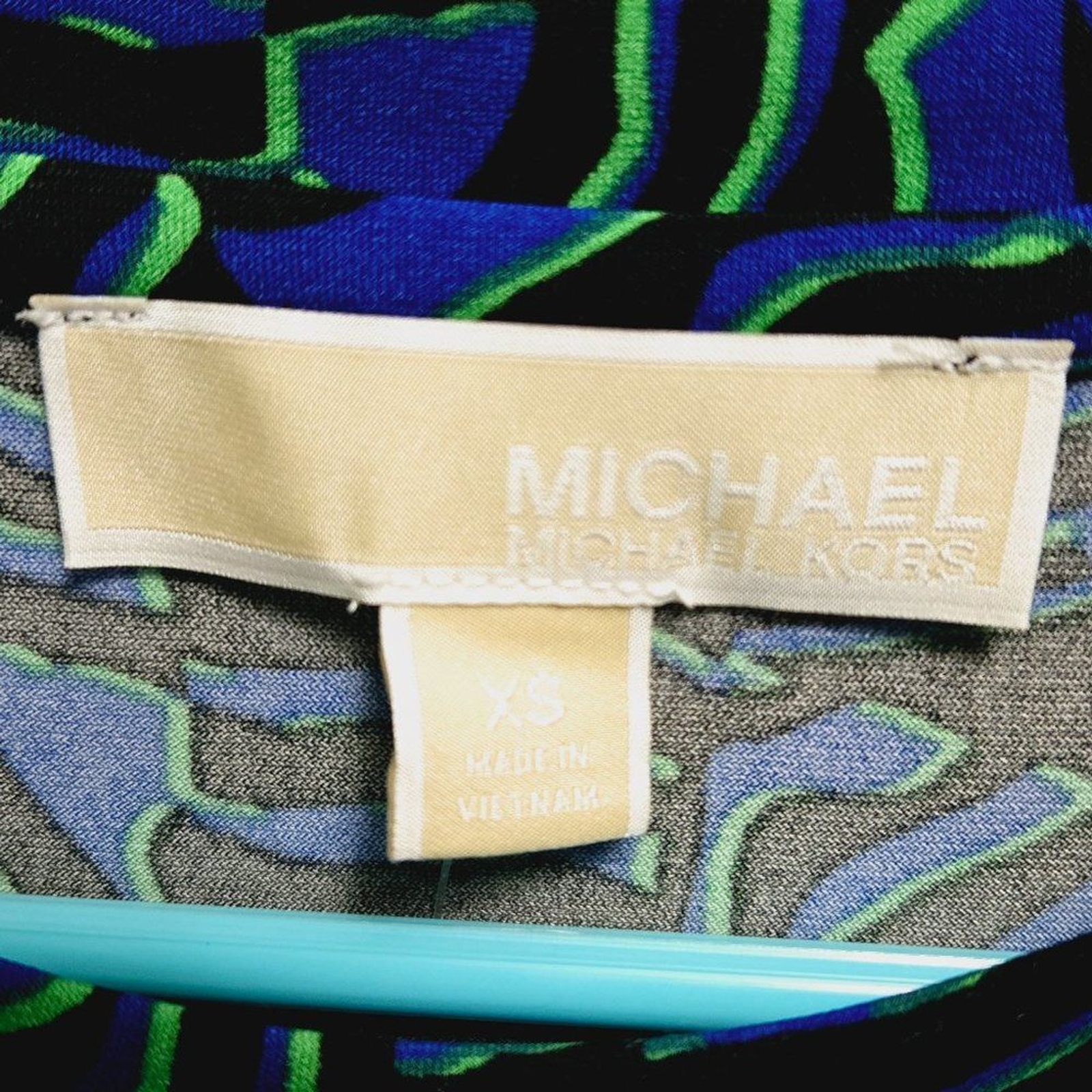 NWT MICHAEL KORS WOMENS PRINTED PETAL-SLEEVE TUNIC/TOP ROYAL MR35M6Z7U4 XS