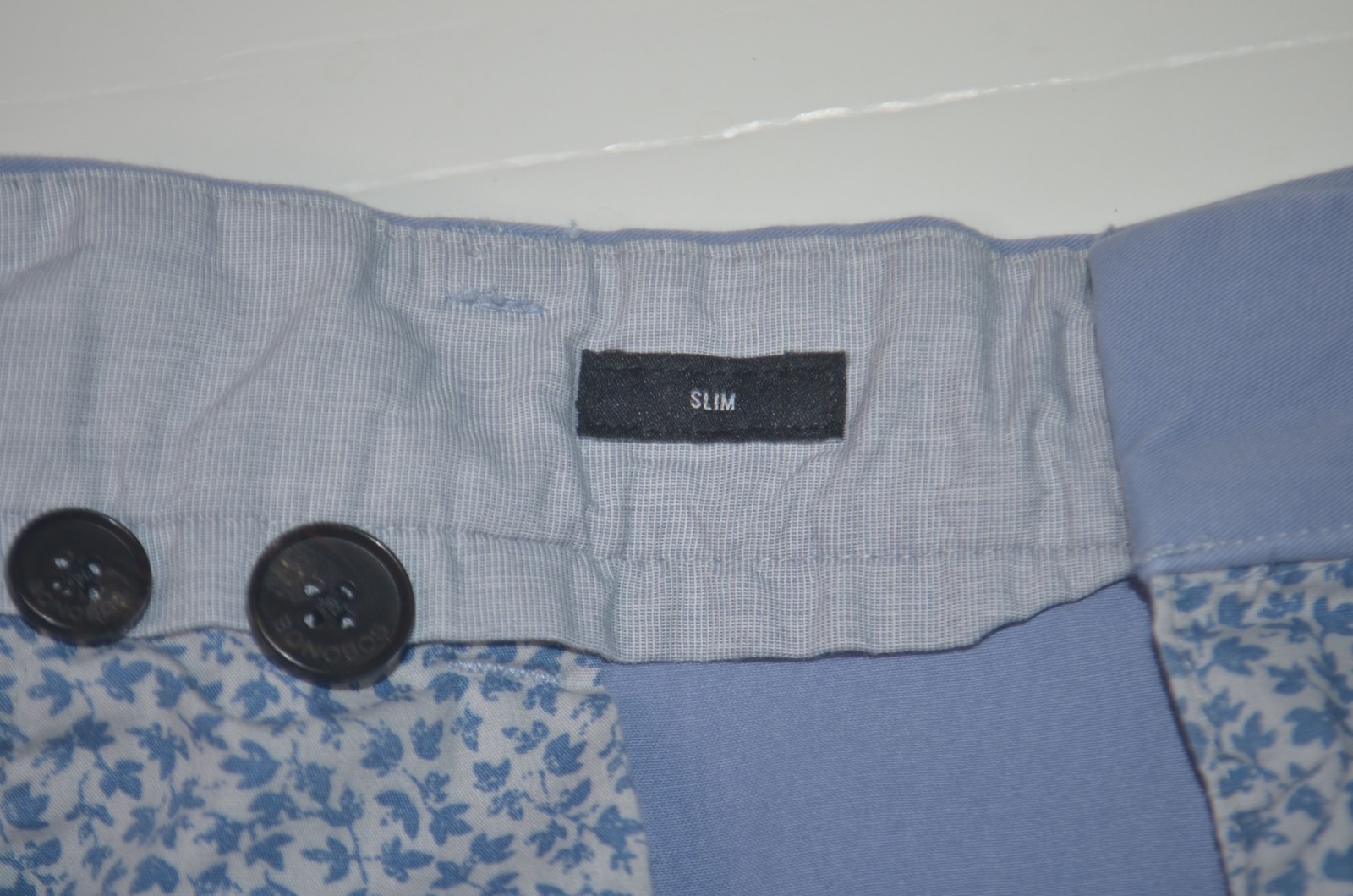 BONOBOS Slim Fit Stretch Cotton Blue Flat Front Chino Pants Sz 44 x 30