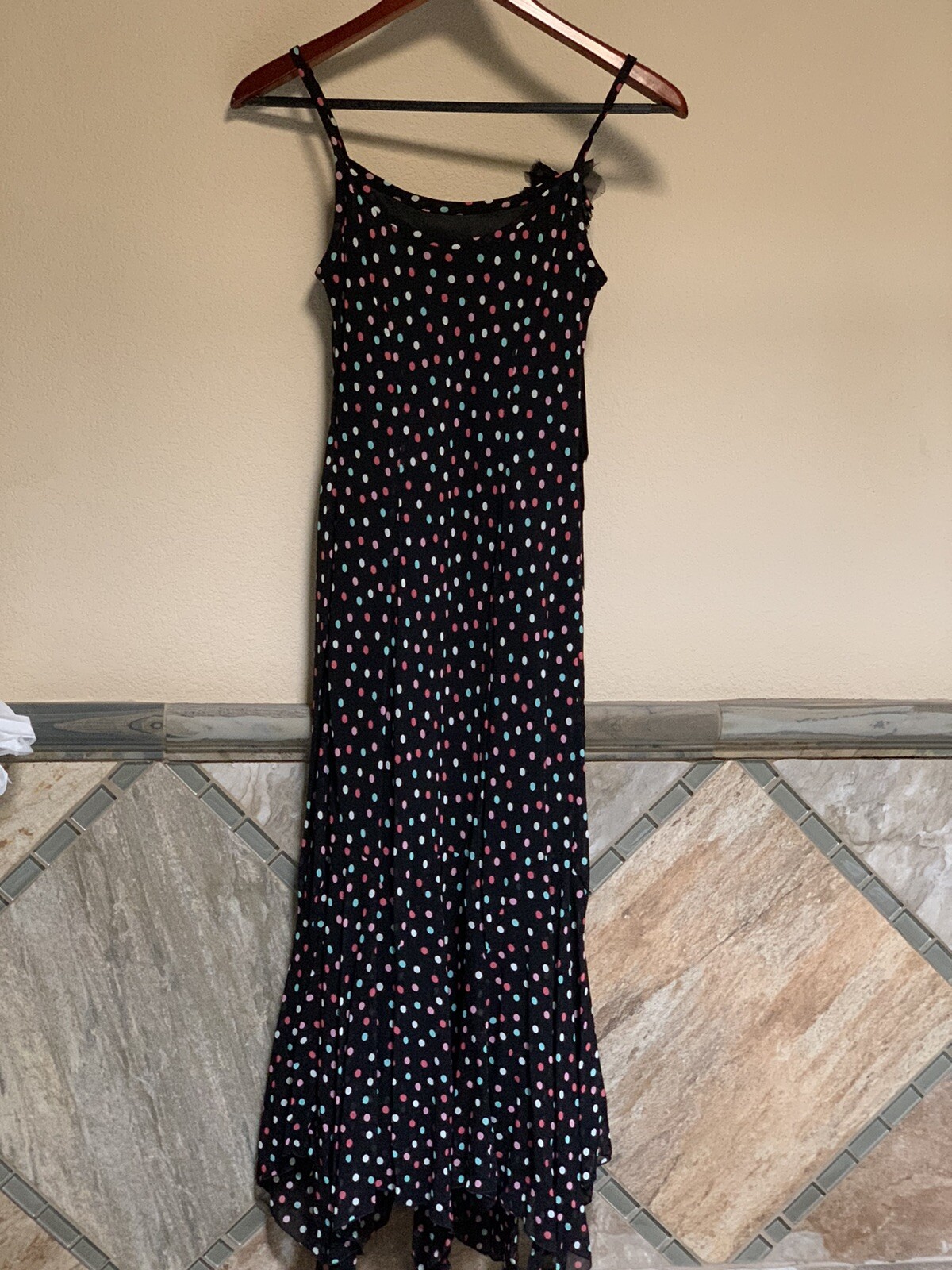 Designer Evan Picone Women’s Petite Dress Size 2P Black Polka Dots Lined Zig Zag