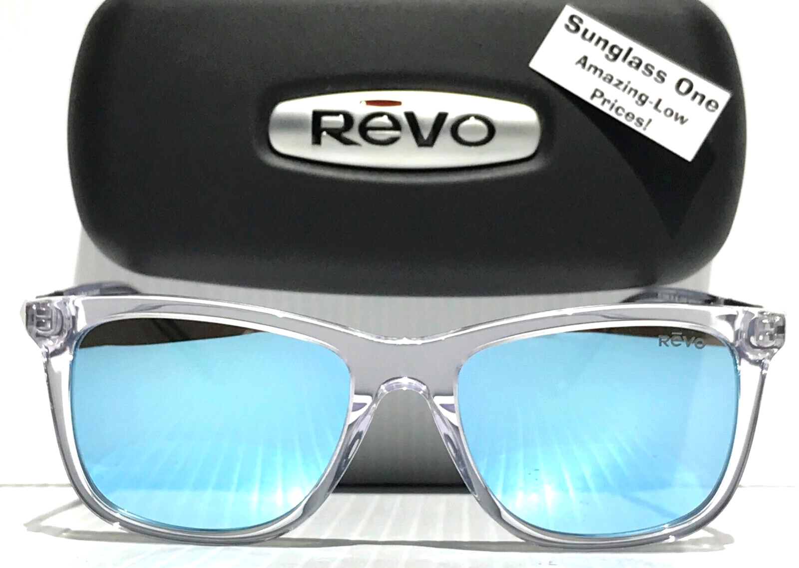 NEW REVO COVE Shiny Crystal Clear POLARIZED Blue Lens Sunglass 1164N 09 BL