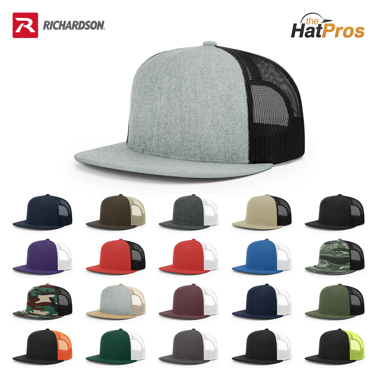 Richardson 511 Flatbill Trucker Cap Wool Blend Adjustable Snapback OSFM Hi-Pro