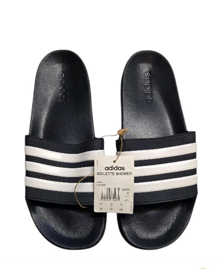 Adidas Adilette Shower Slides Mens 12 Navy Blue New GZ5920 Sandals