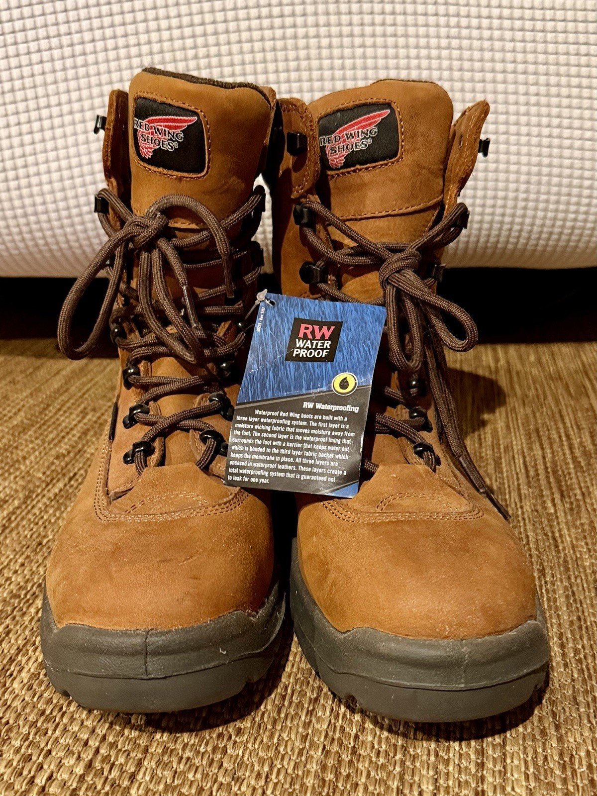 New Men’s 4485 Red Wing Brown Leather Waterproof Steel Toe Work Boots – 9.5