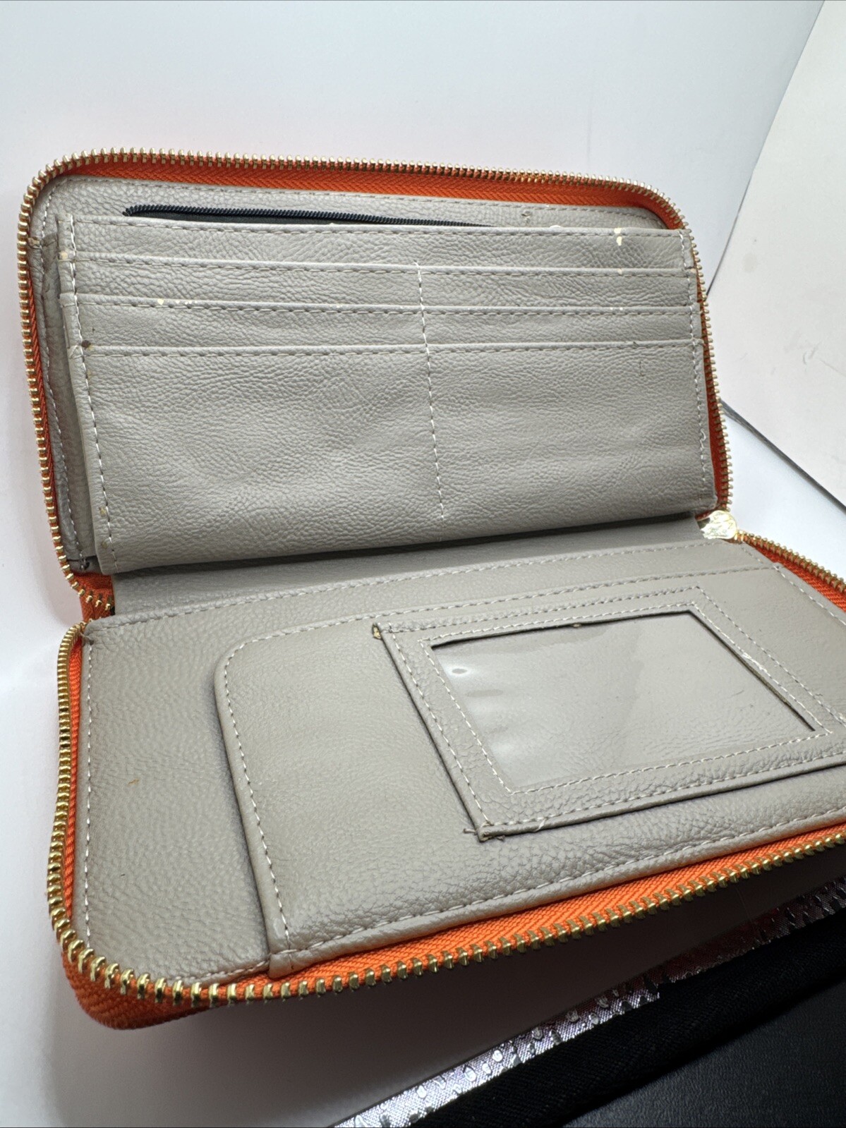 Orange Betsey Johnson Zipper Wallet Wrist Strap Bow Accent