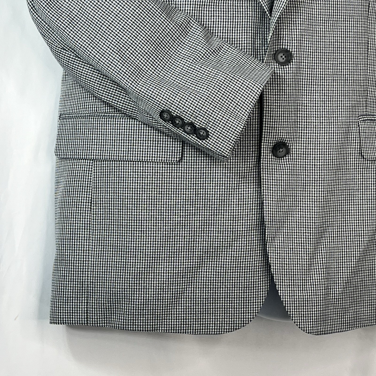 Hounds Tooth Sport Coat Croft Barrow Mens Blazer Jacket Blue Black Sz 42R