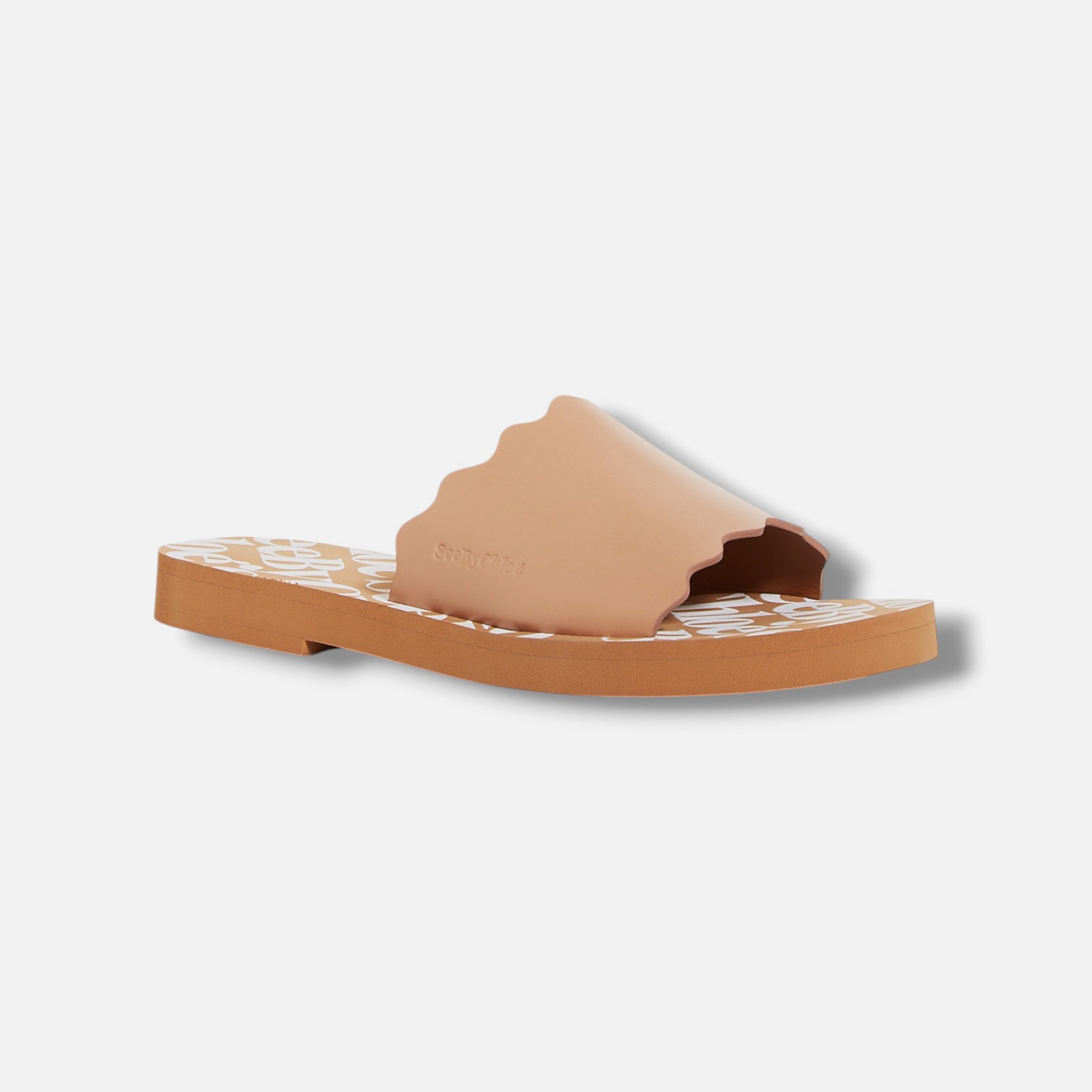 See by Chloe Women’s Beige Essie Scalloped Slide Sandals Shoes Size EU:36 US:6