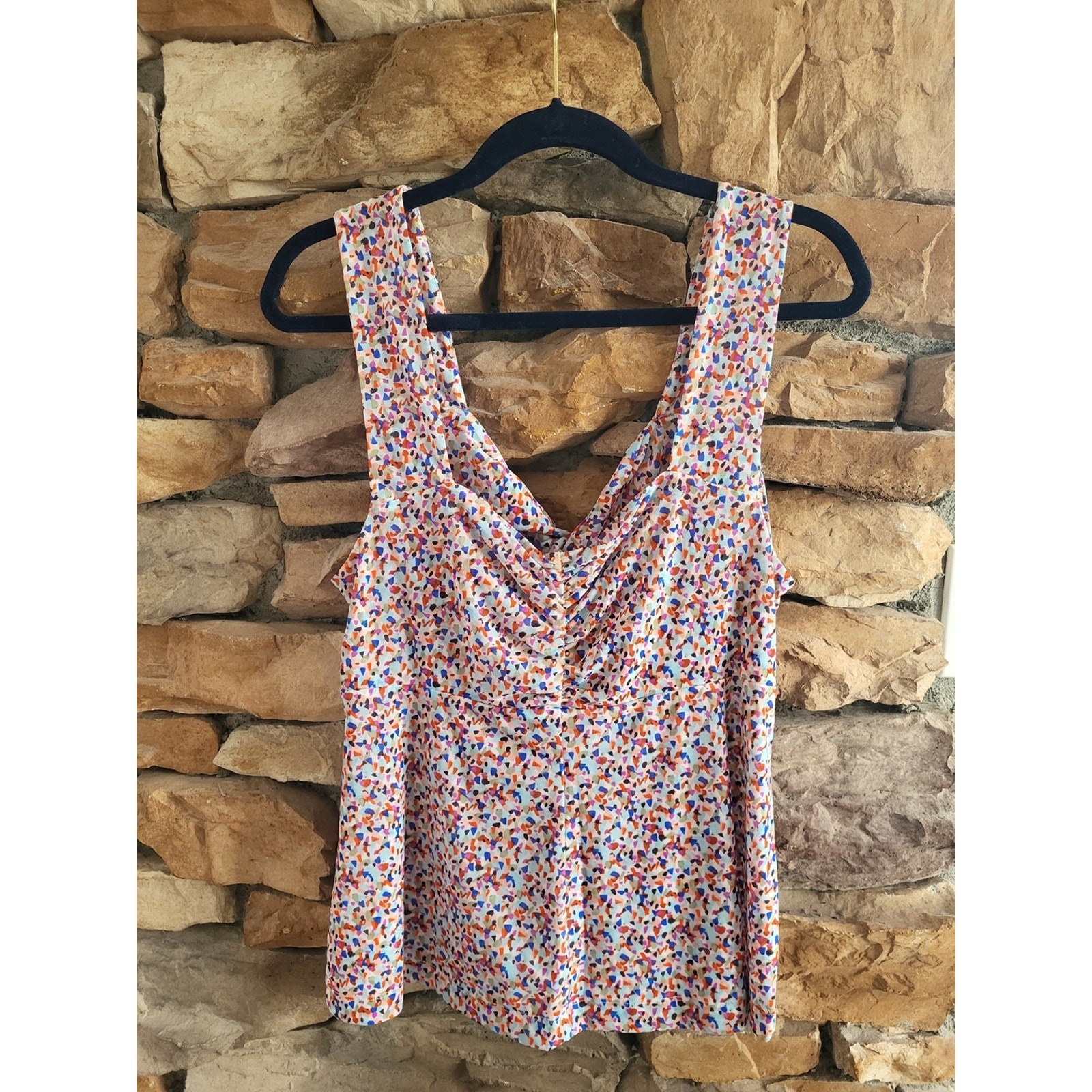 CAbi Multicolor Confetti Twist-Front Tank Top Medium NWOT