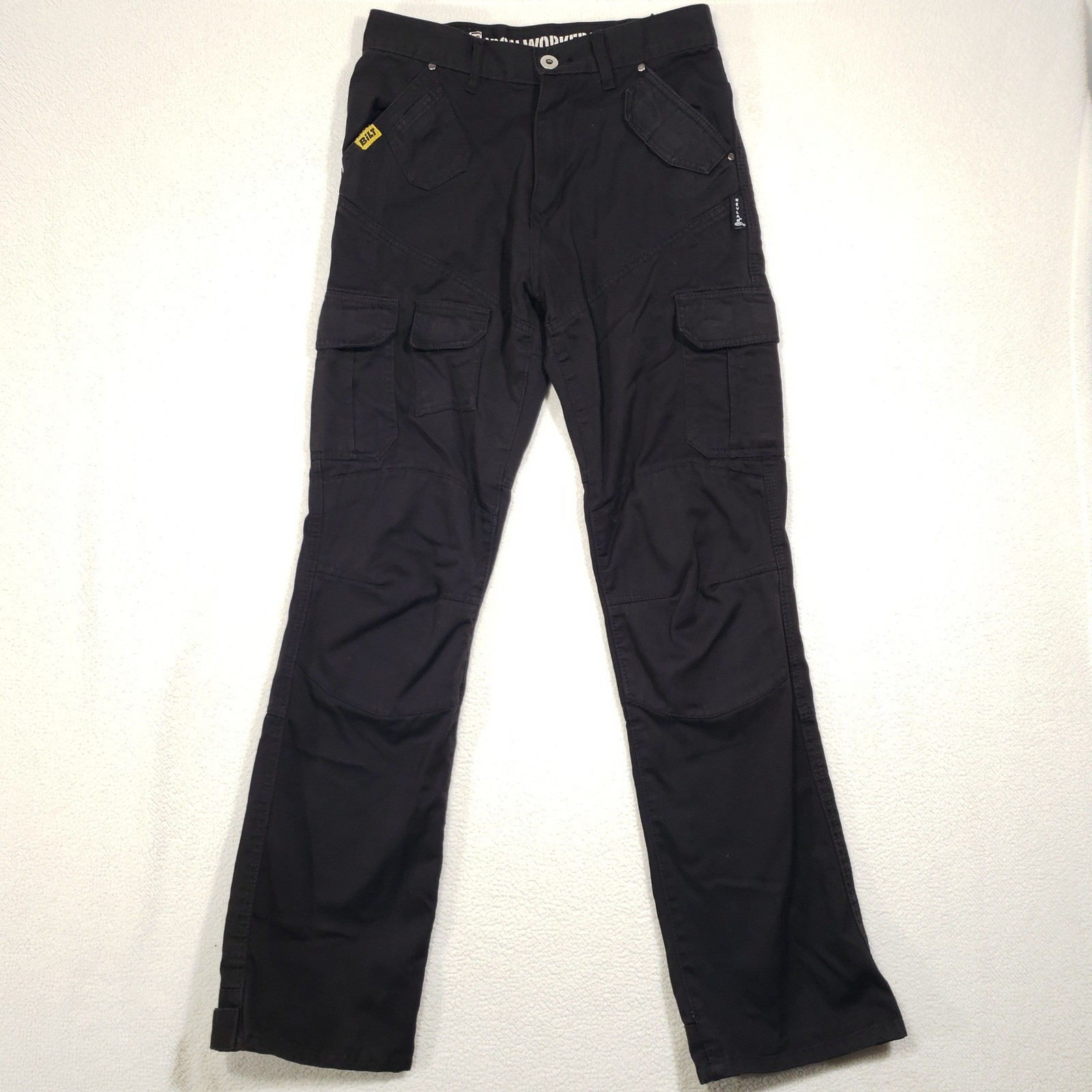 Bilt Iron Workers Cargo Pants Mens 30 Black Kevlar Reinforced Motorcycle Gear