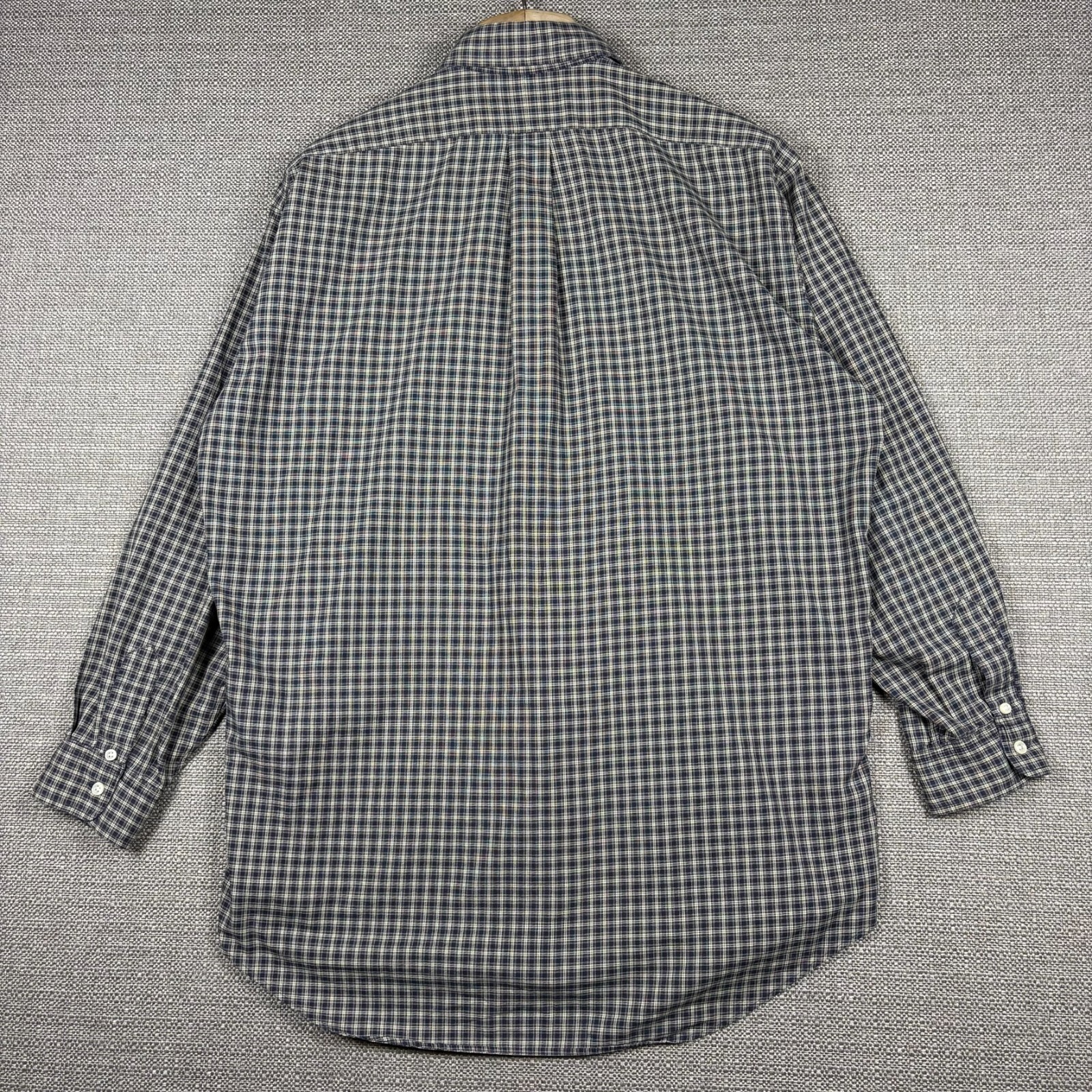 Ralph Lauren Men’s Shirt L Long Sleeve Black Blue Beige Plaid Classic Embroidery