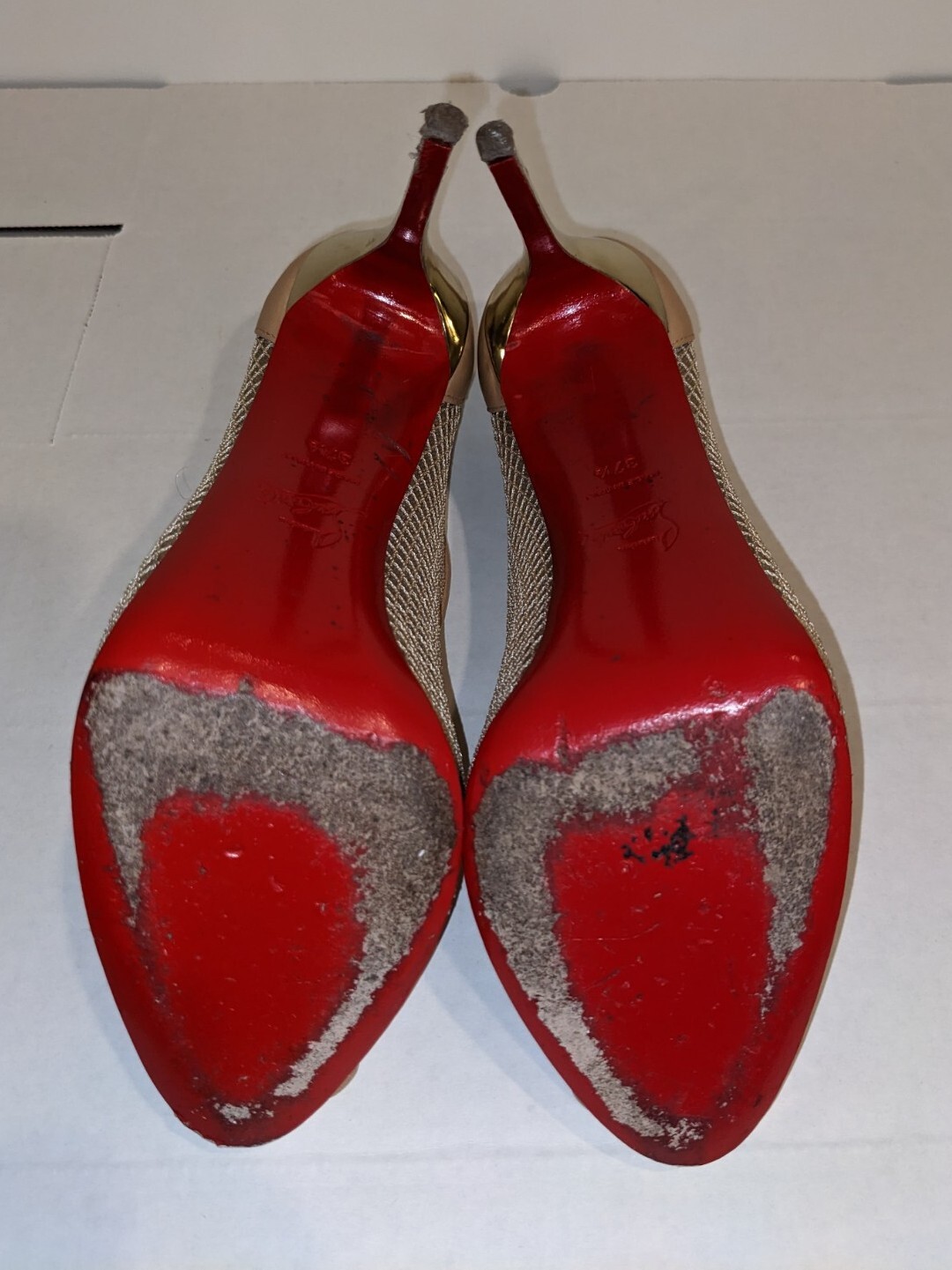 Christian Louboutin 37.5 Nude Very Rete 115mm Red Sole Mesh Fishnet Pumps