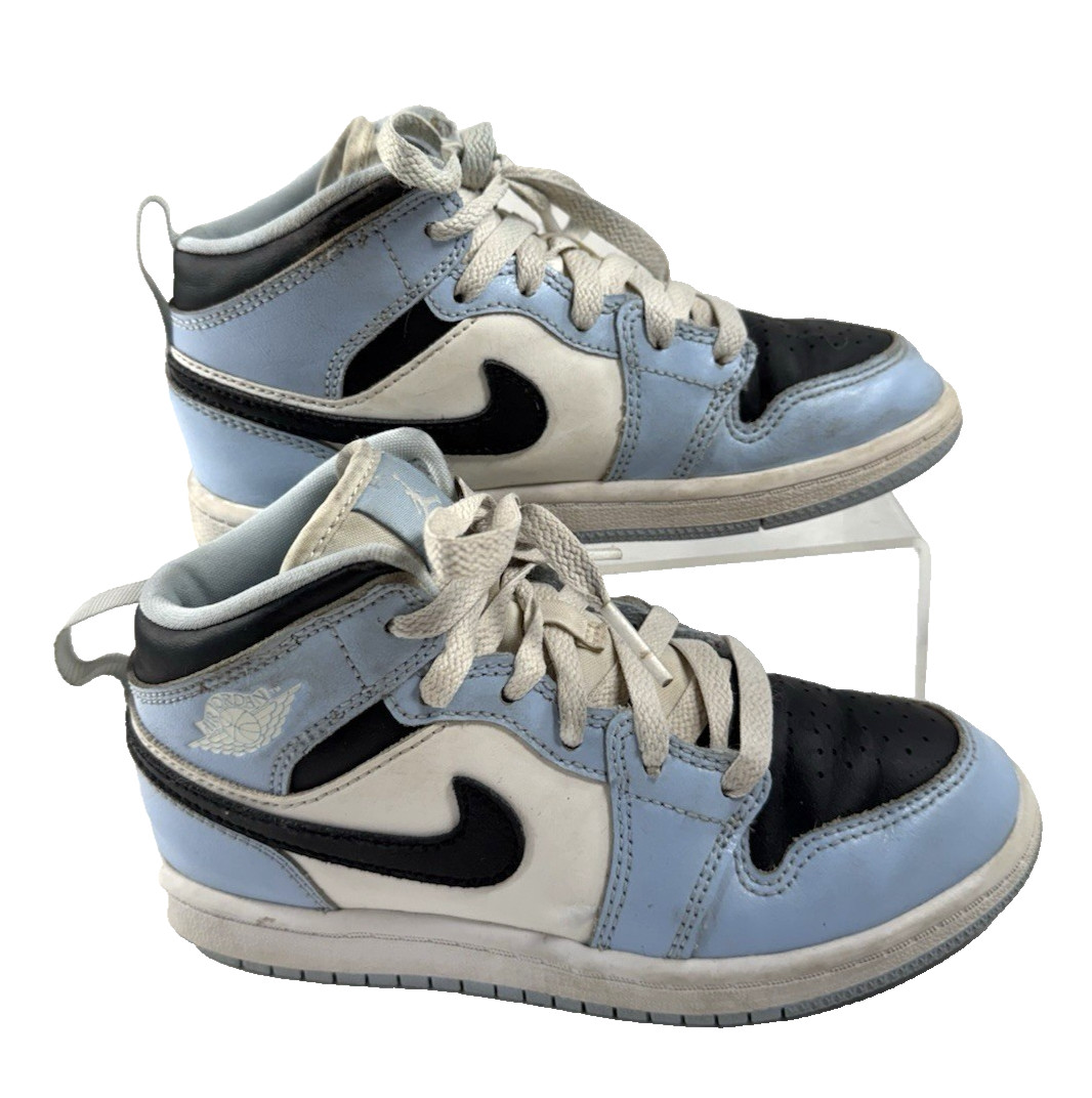 Nike Air Jordan 1 Mid ‘Ice Blue’ Black White UNC Sz 13C 640737-401