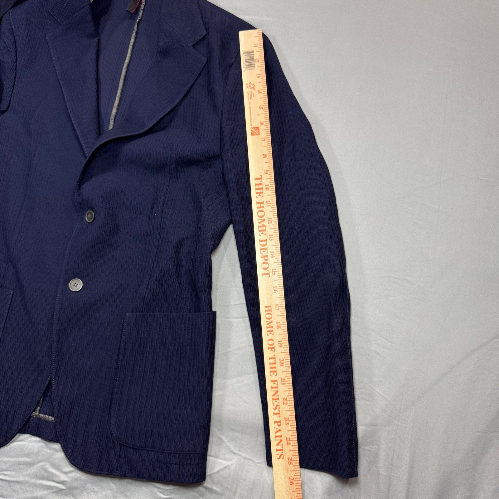 Strellson Blue Knit Coat Jacket Mens 48 Slim Business Casual Preppy Academia