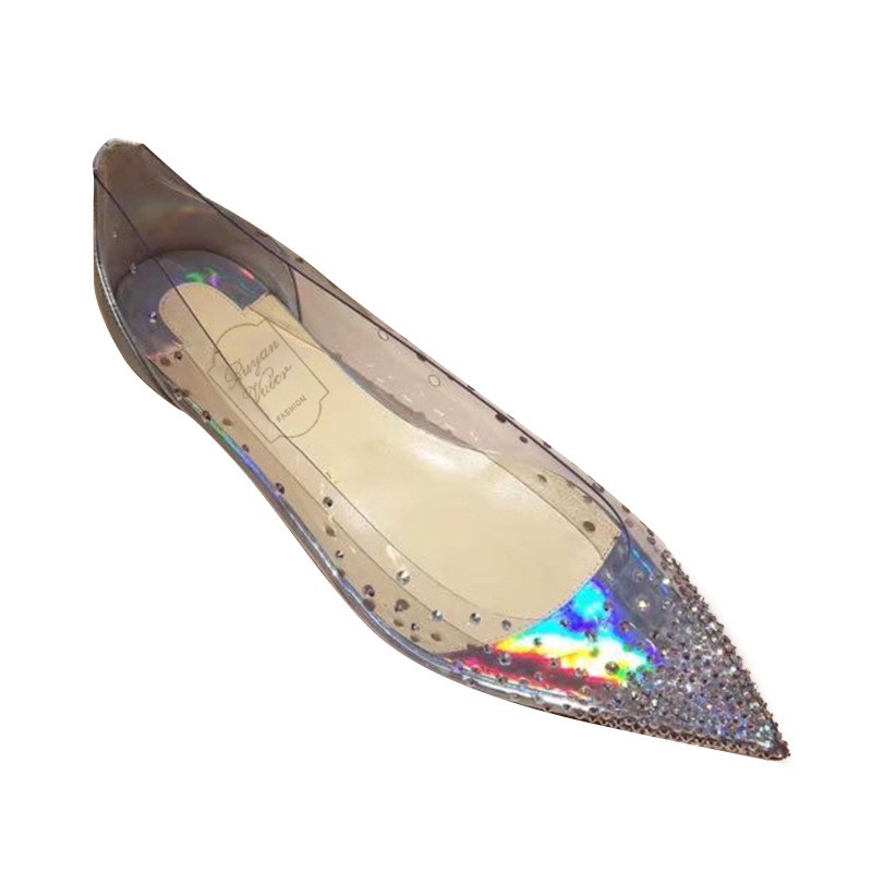 Diamond Transparent Flats Women Pointy Toe Crystal Sandals Fashion Shoes Wedding