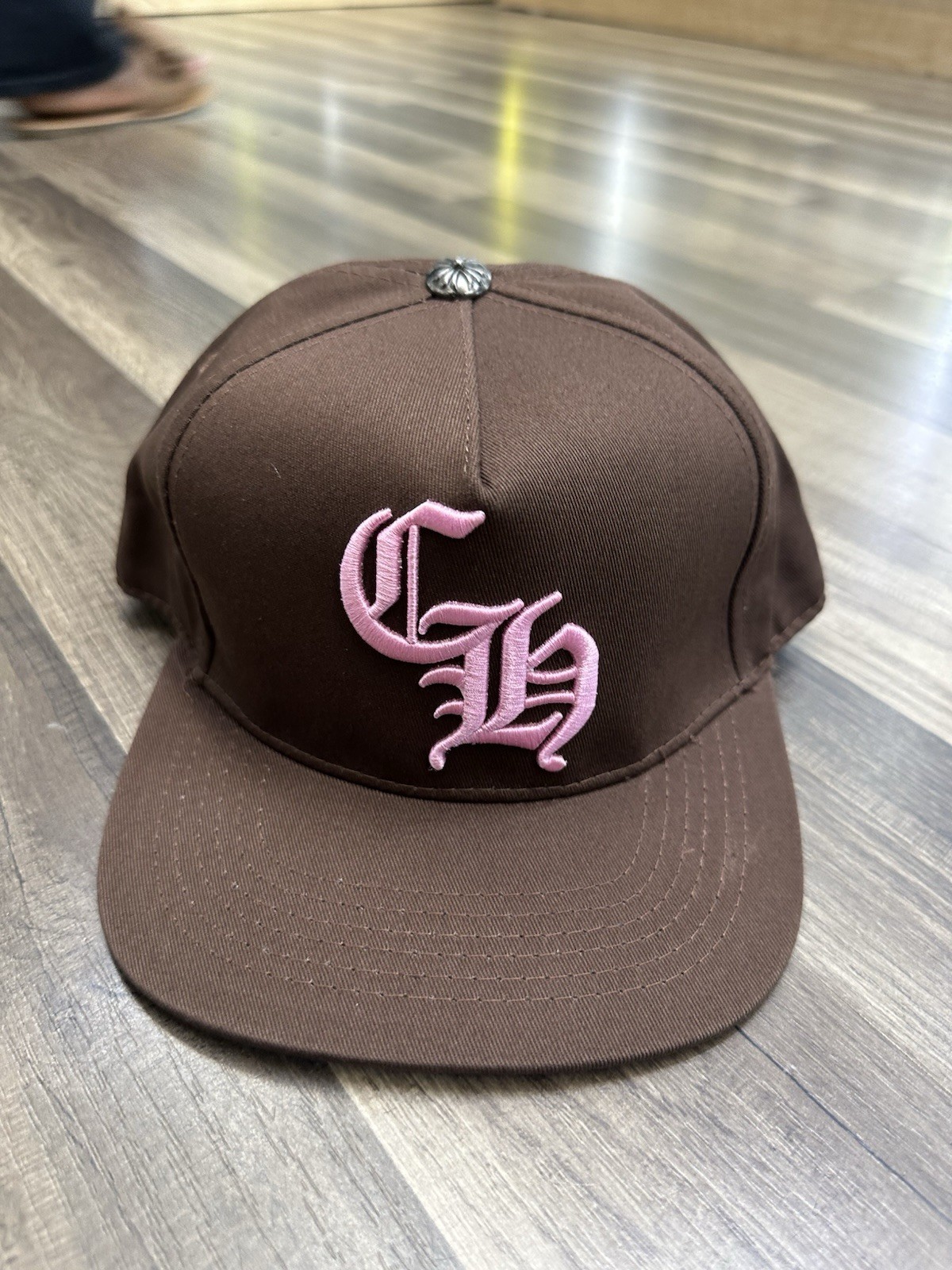 Chrome Heart Brown Pink CH Logo Embroidered Adjustable Snapback Baseball Cap