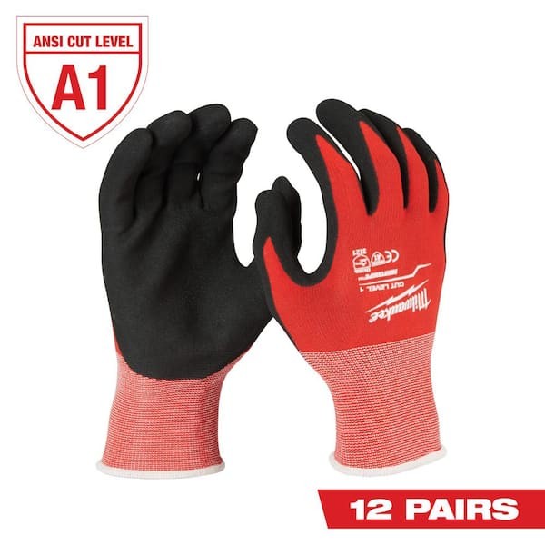 MILWAUKEE Medium Red Nitrile Level 1 Cut Resistant Dipped Work Gloves (12-Pack)