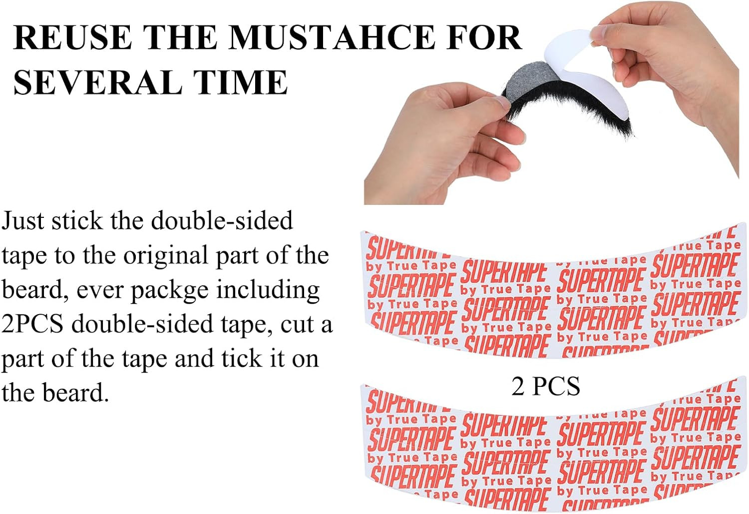 Self Adhesive Fake Mustache Party Realistic False Facial Hair Costume Accessorie