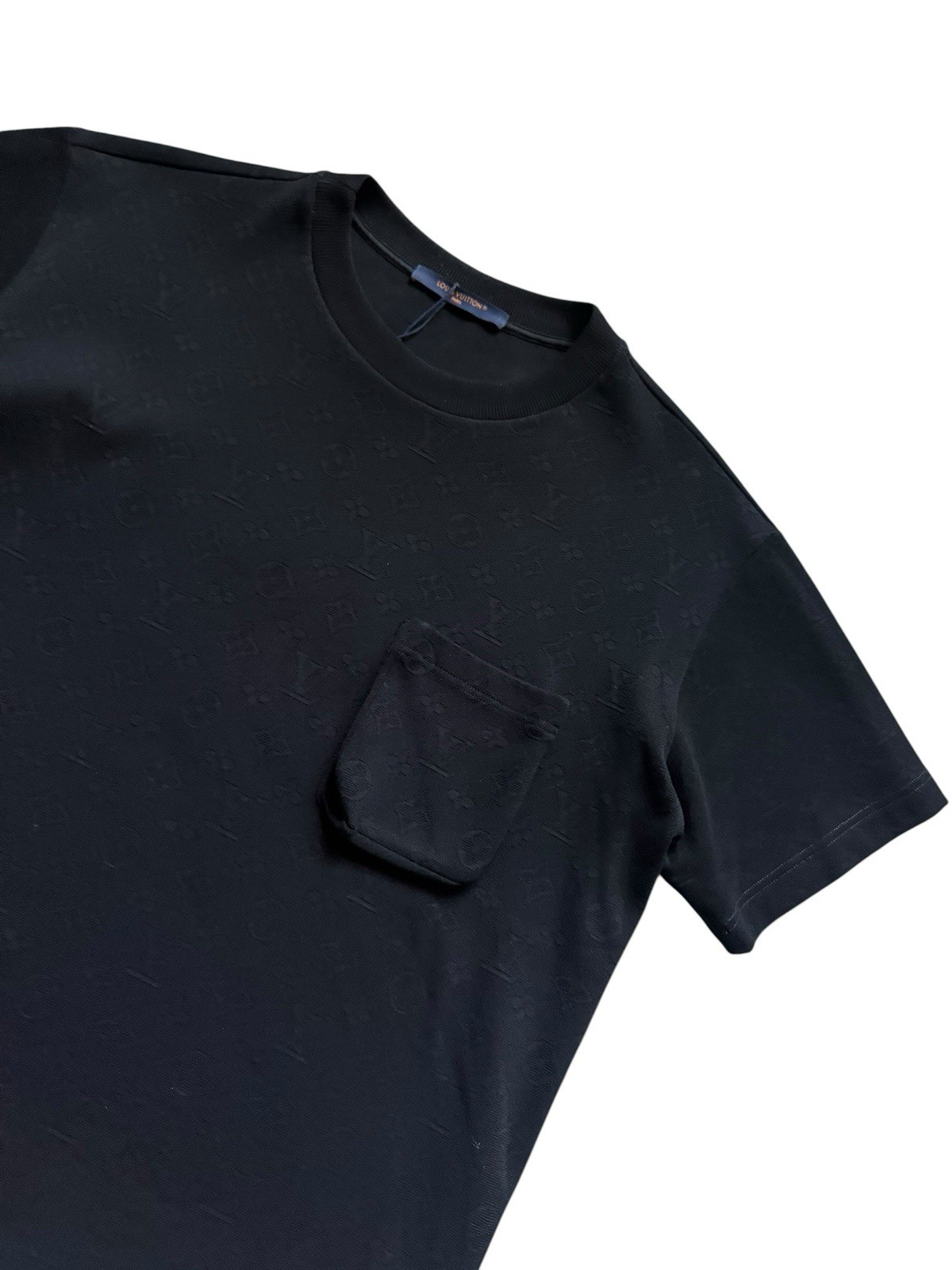 LOUIS VUITTON 3D POCKET MONOGRAM HEAVY KNIT TEE SHIRT SHORT SLEEVE BLACK M