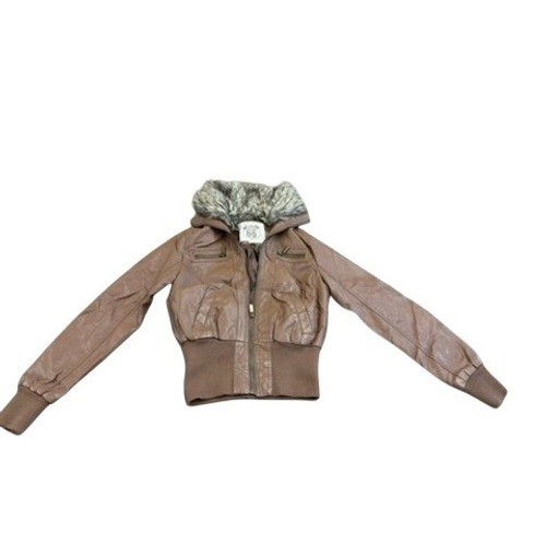 NWT!! DEADSTOCK Route 66 Brn Faux Leather Hooded Bomber Faux Fur Trim FINAL!