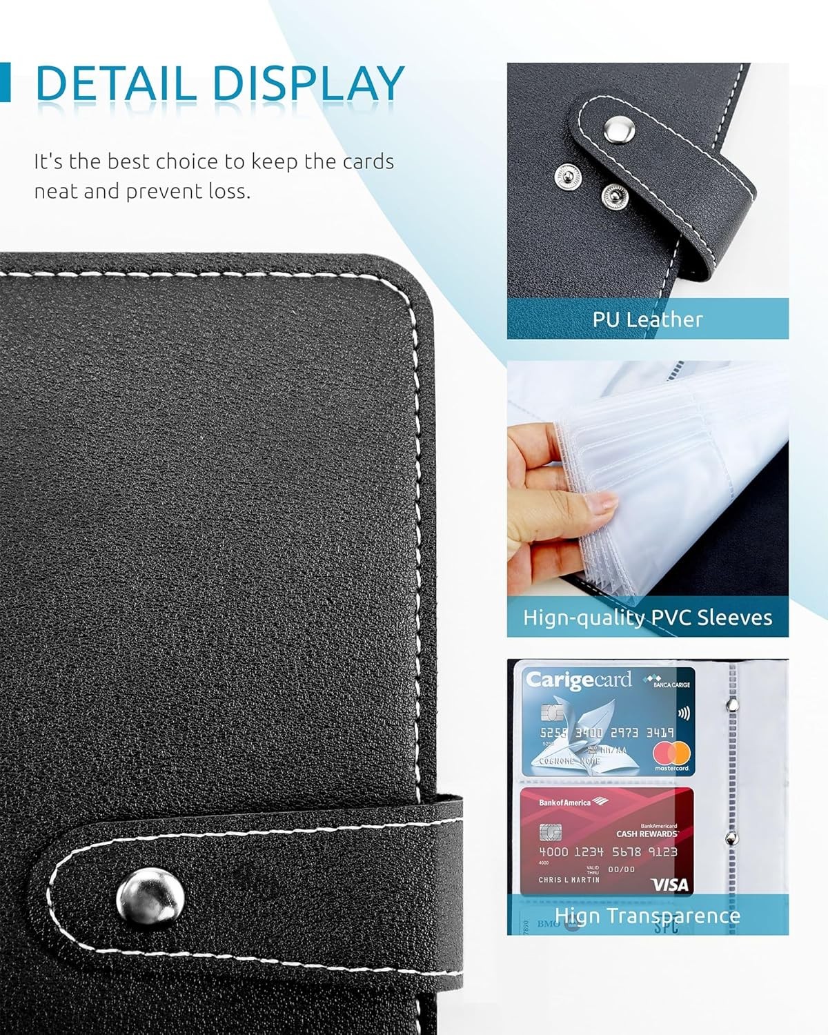 Credit Card Holder, Leather Business Card Organizer with 96 Card Slots, Professi