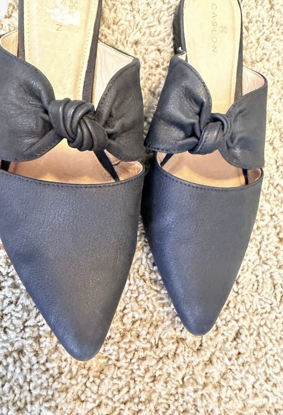 Caslon Luke Black Suede Knotted Flat Mules Size 7 1/2