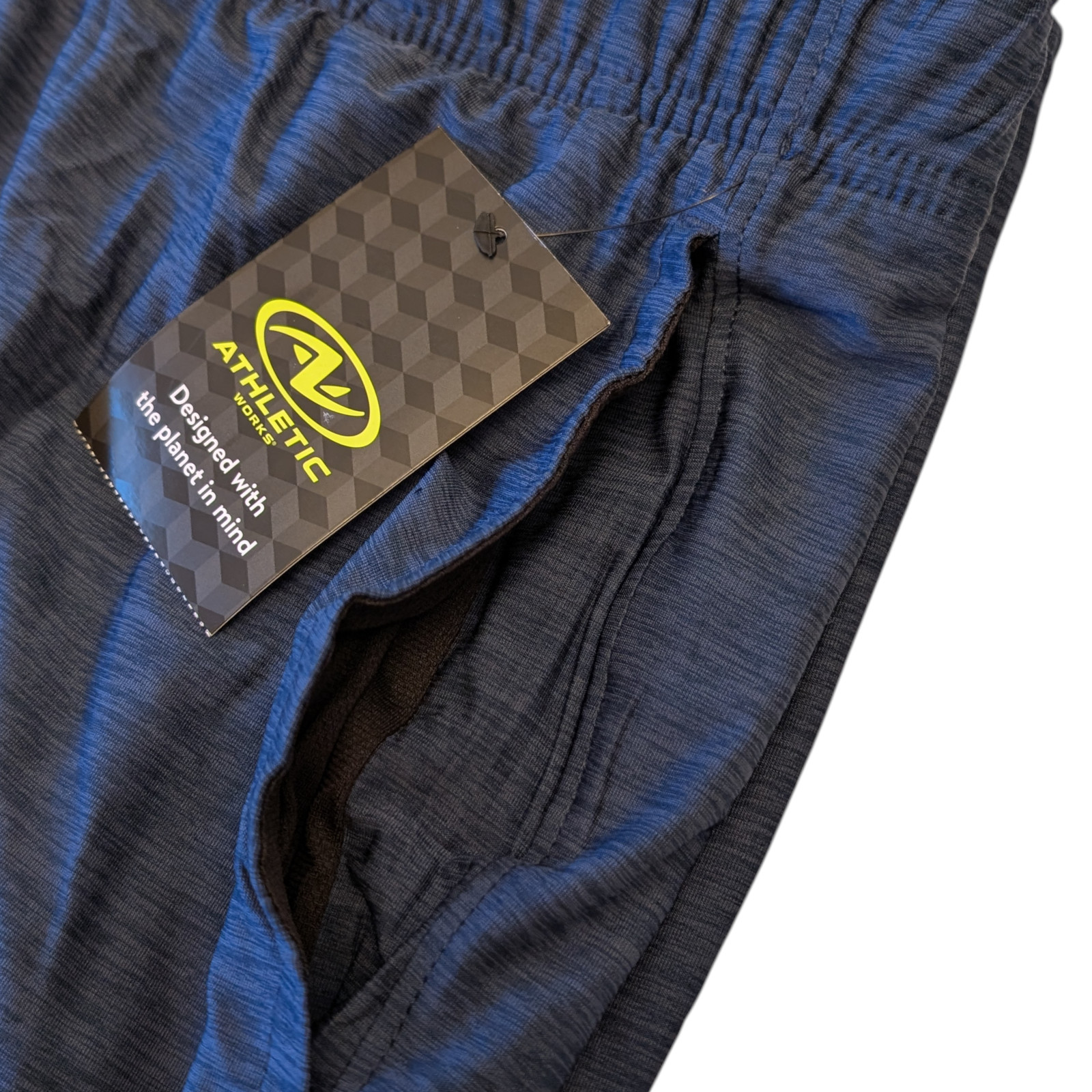Jersey Comfort Shorts Men’s 2XL (44-46) Elastic Waist Front Pockets Black & Blue