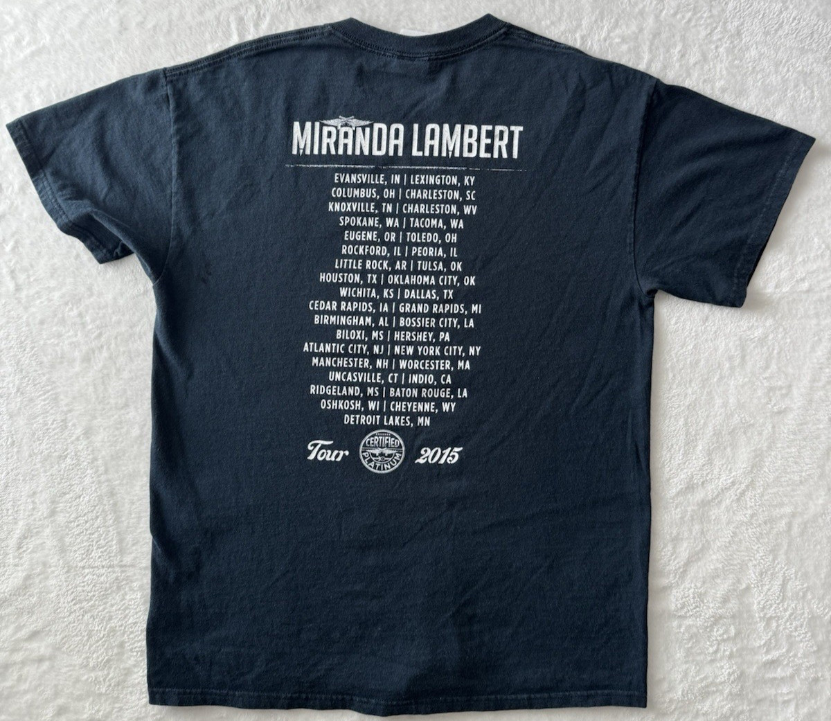 Miranda Lambert Tour shirt 2015 Certified Platinum Country Concert Black Medium