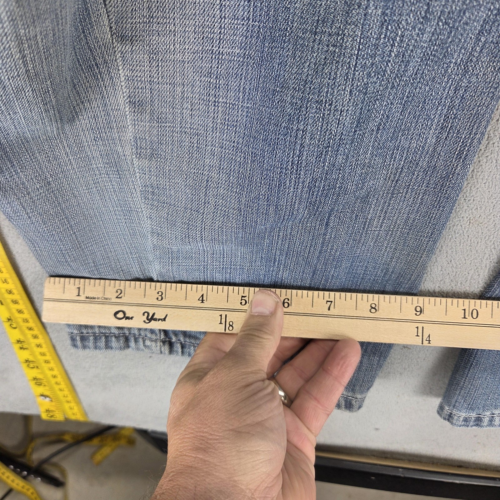VTG Levis Engineered Jeans Mens Blue Twisted Button Fly Altered Hem Fits 34×32