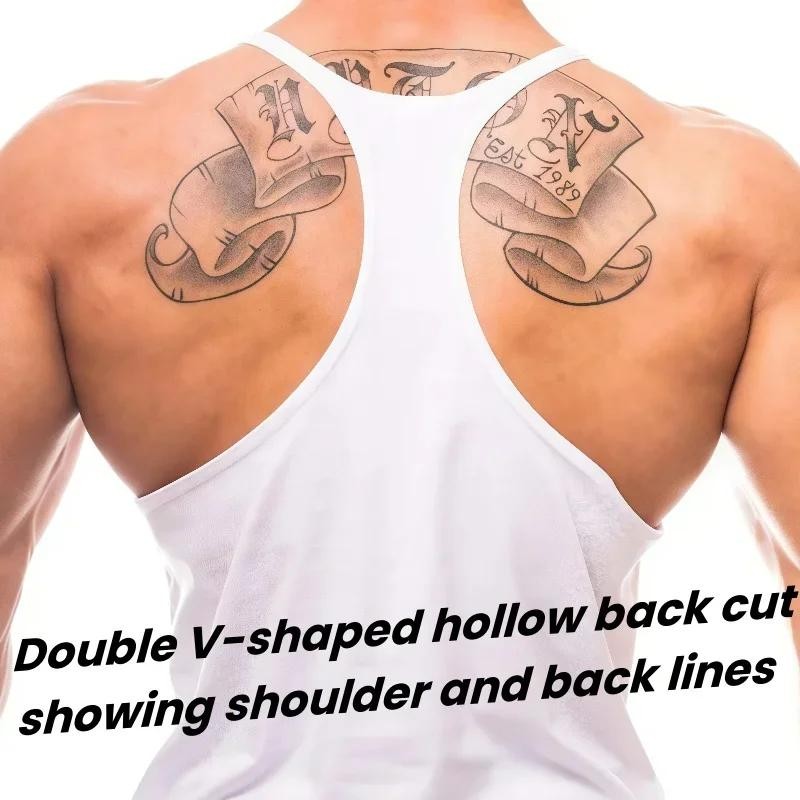 Men’s Y – Back Gym Stringer Tank – Barbell Plate Print, Breathable Cotton, Ideal