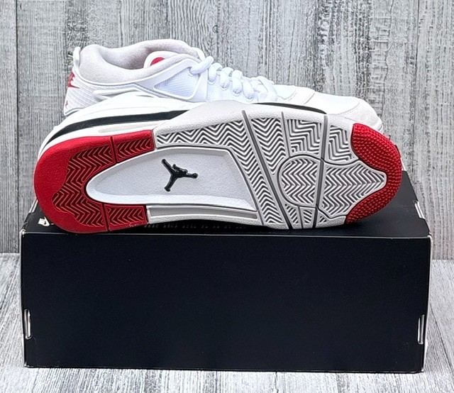 MENS AIR JORDAN 4 RM SHOES / SIZE 10.5 / WHITE-RED-BLACK / NEW