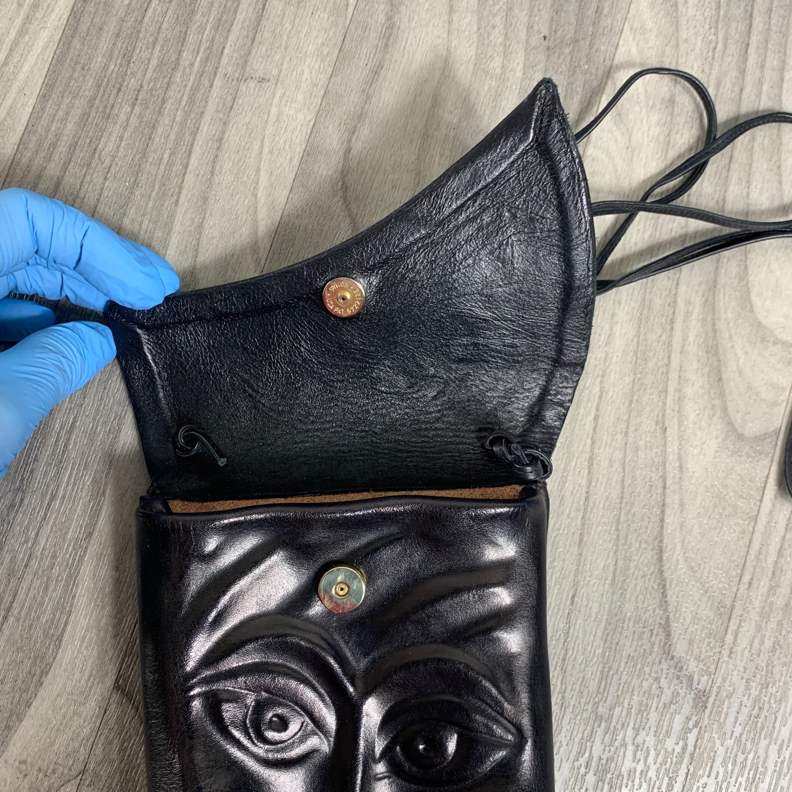 Vintage Leather Sculpted Face Bag Black By Deborah Einbender Signed