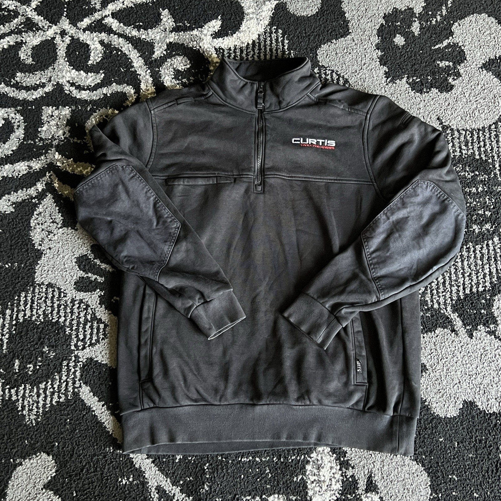 5.11 Men’s Black Tactical Fleece 1/4 Zip Heavy Mock Neck Embroidered Logo L