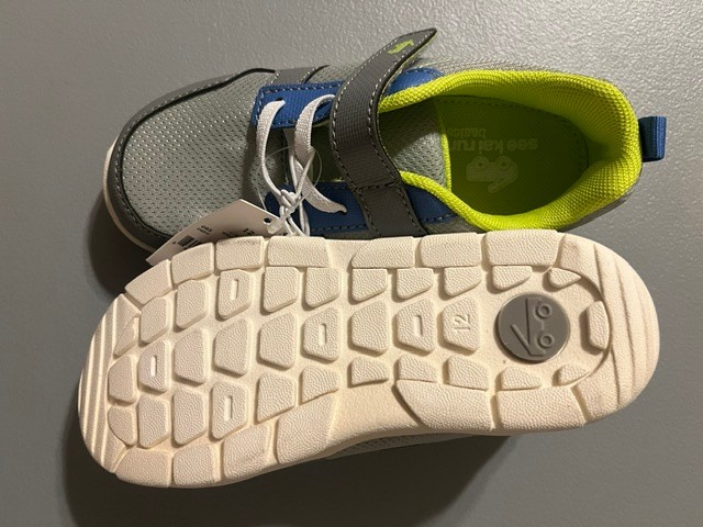 Gray Blue Neon Green Kids Athletic Sneakers Size 12