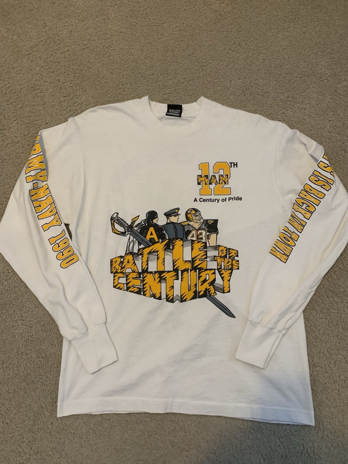 Vintage Army Vs Navy 1990 Football Game Long Sleeve Tee Sz M Military Academy