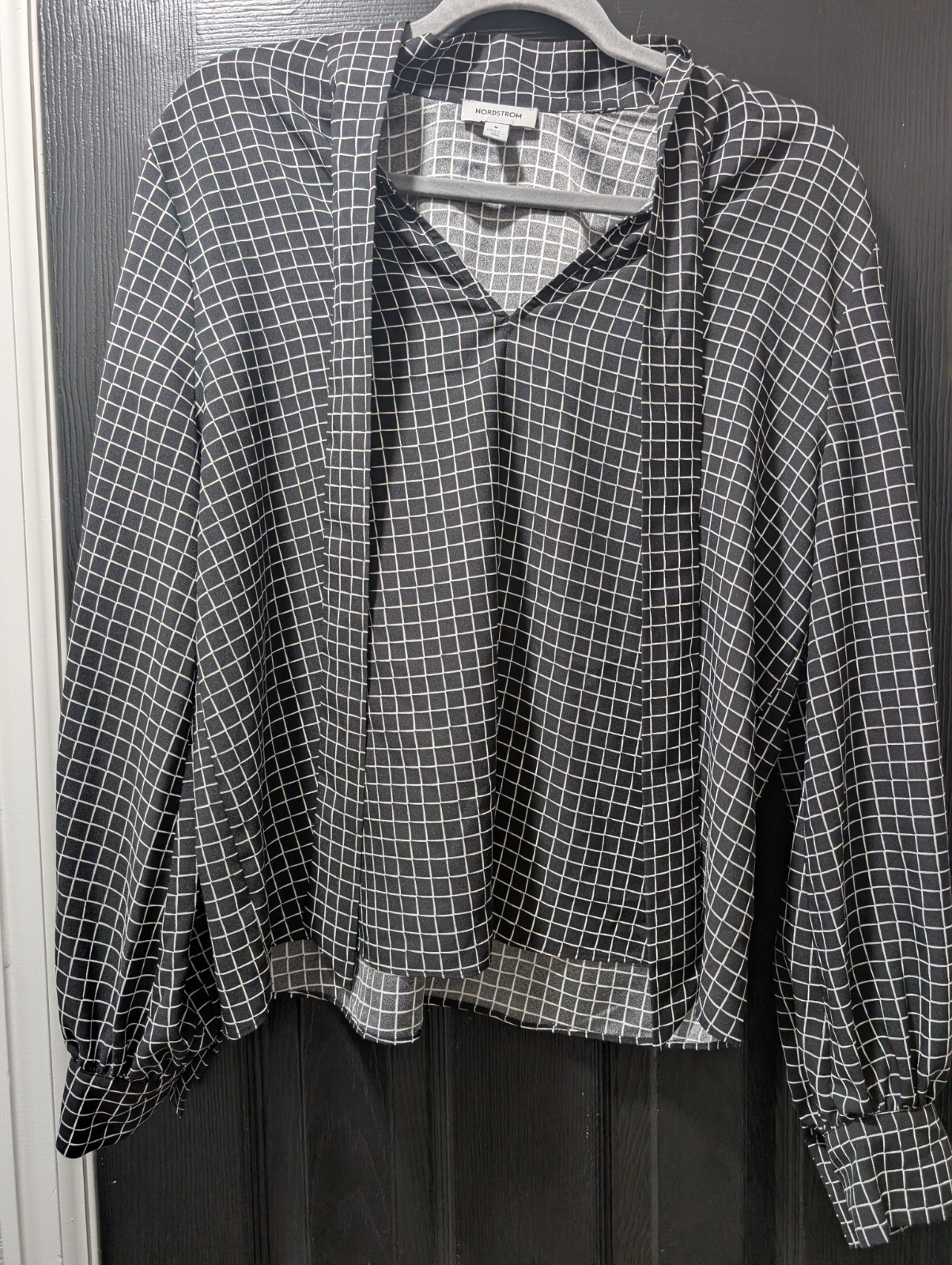 Nordstrom’s Top Pick Women’s Black Checkered Blouse Size Medium