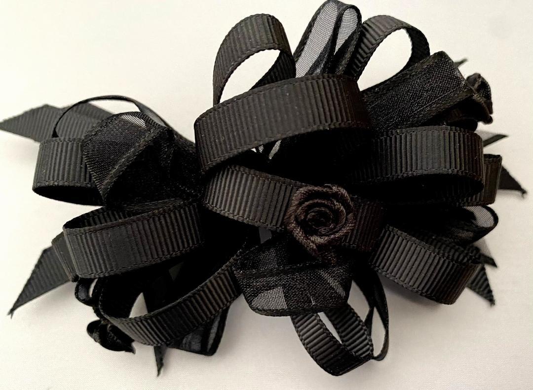 DAINTY SILK ROSES & RIBBON BOW BARRETTE SELECT COLOR FREE USA SHIPPING