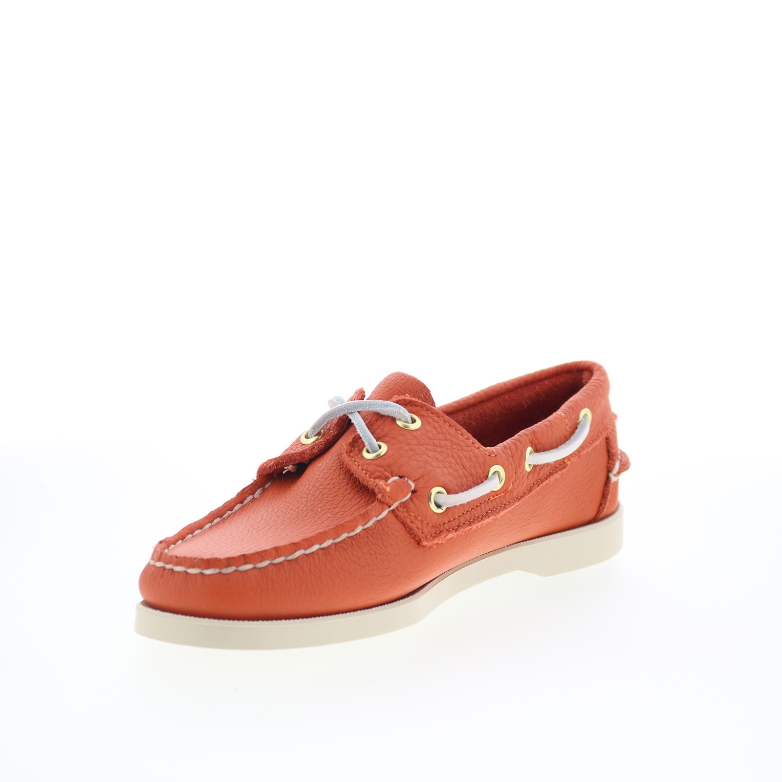 Sebago Portland Fisher Womens Orange Leather Loafers & Slip Ons Boat Shoes