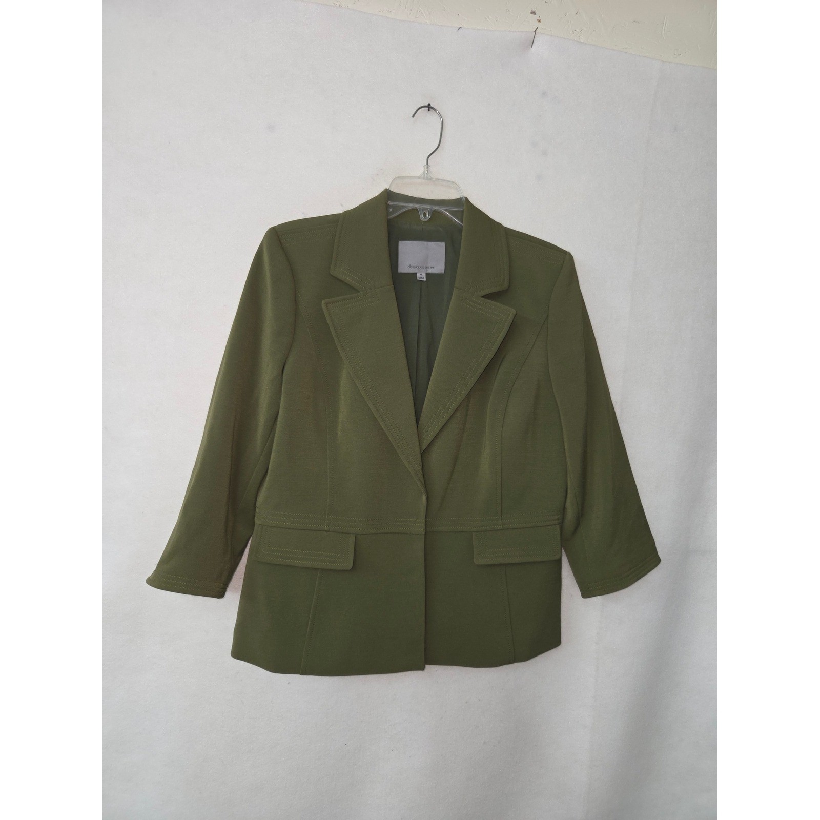 Classiques Entier Blazer Women XL Olive Green 3/4 Sleeve Ceramica Professional
