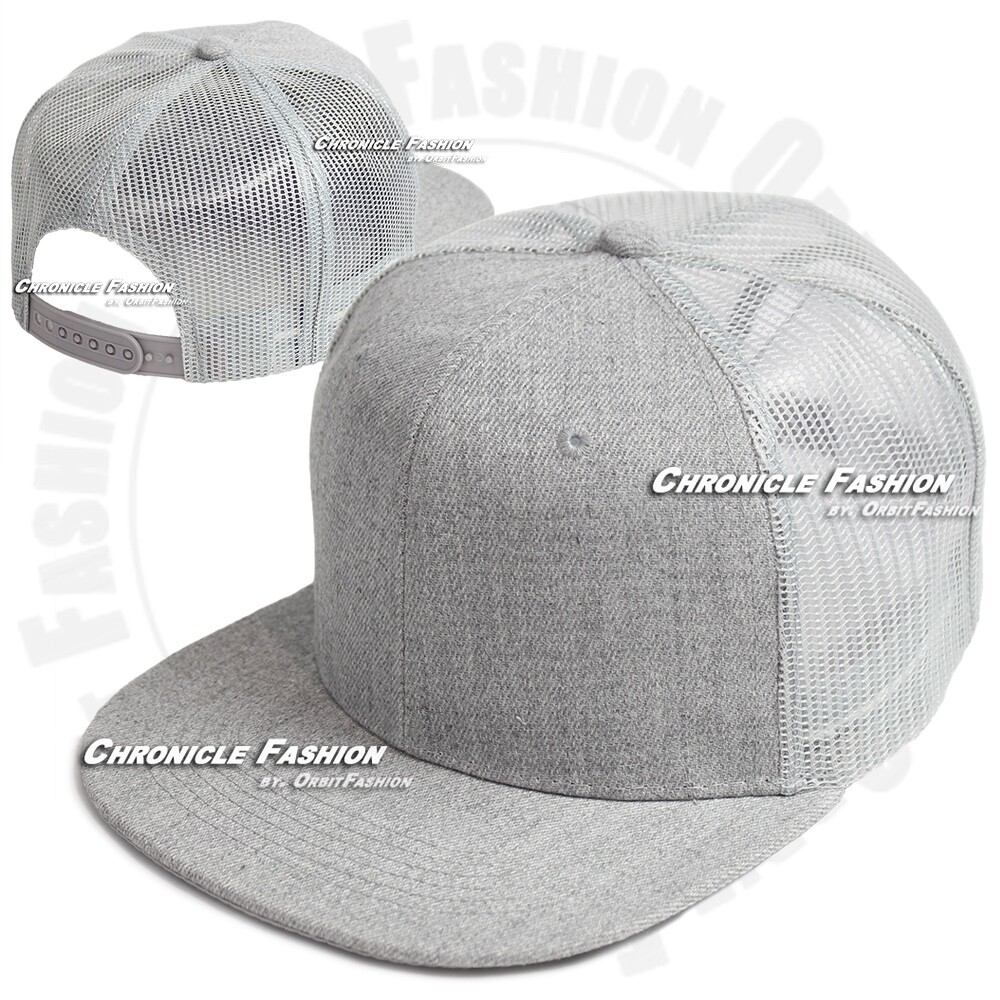 Trucker Hat Mesh Baseball Cap Snapback Adjustable Plain Solid Hip Hop Flat Men
