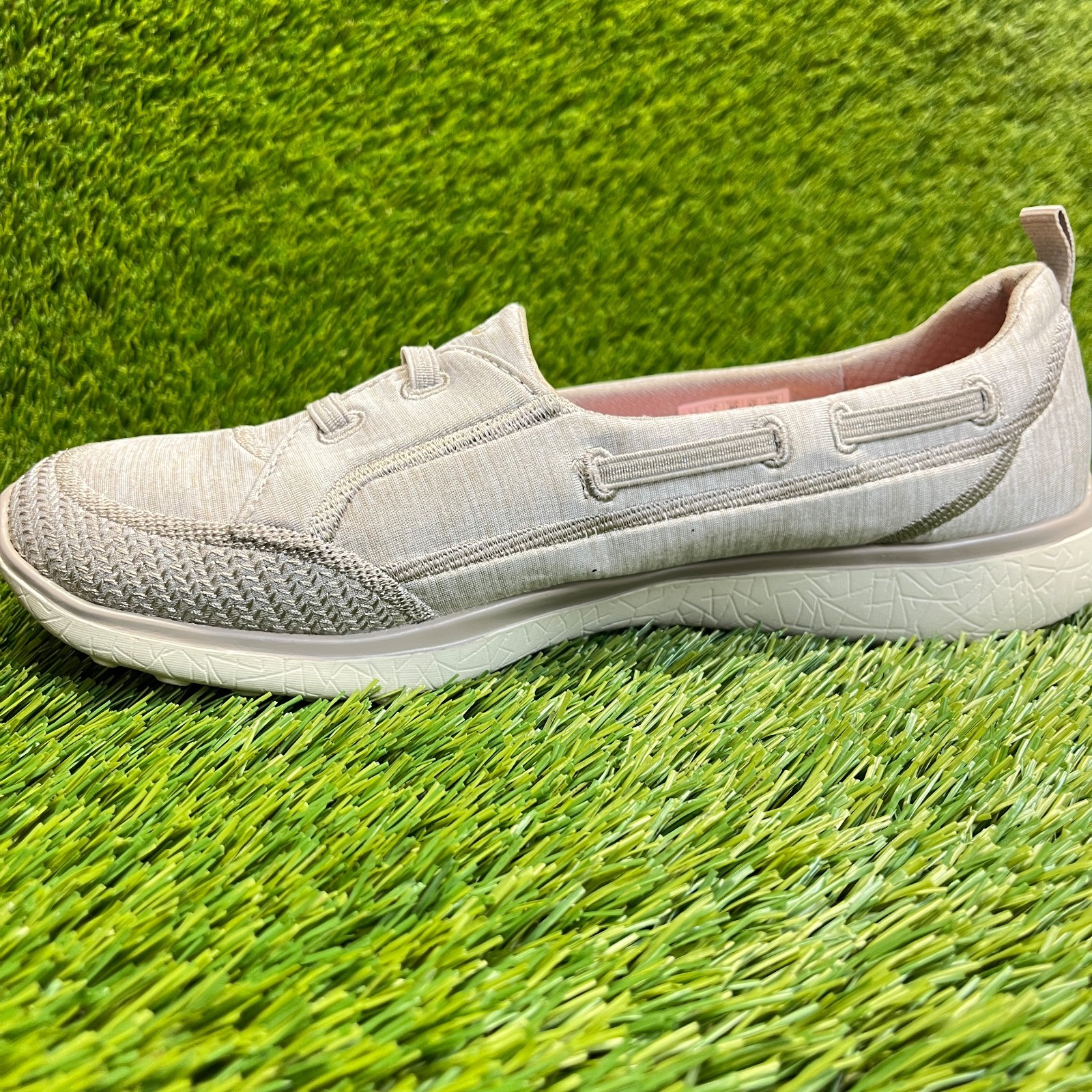 Skechers Microburst Topnotch Womens Size 10 Taupe Casual Walking Flats Shoes