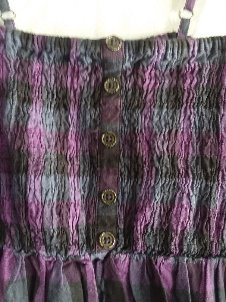 1 PC JASMINE & PLAID DRESS WITH STRAPS BY GM FROM INDIA ASSORTED SIZES FREE SHIP