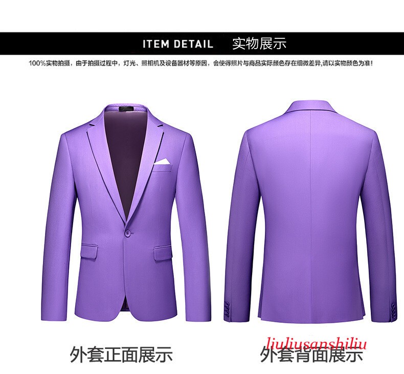 Men’s One Button Formal Suits 2pcs Blazer Jacket Pants Slim Party Grooms Wedding