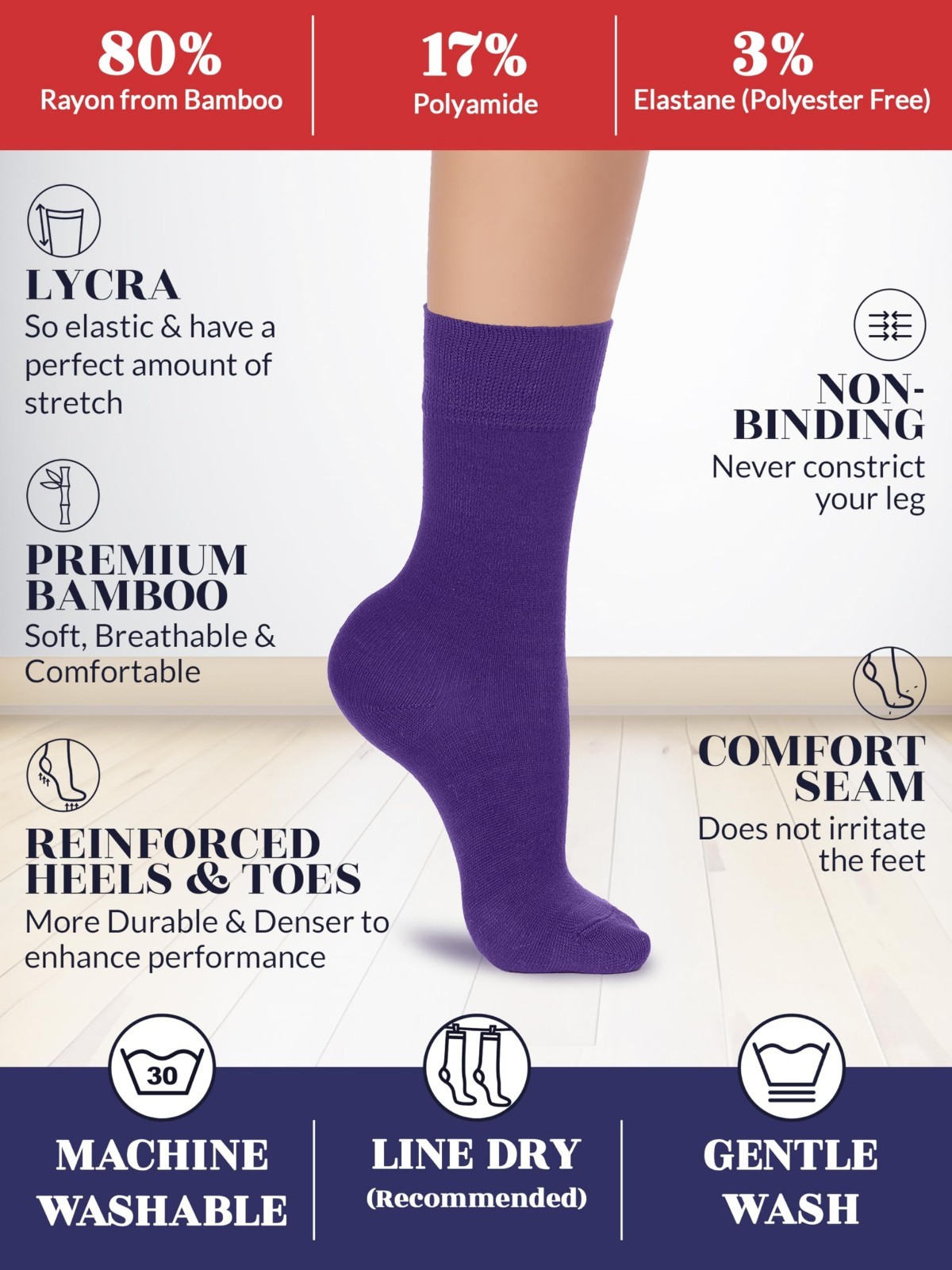 KID’S School Crew Socks, BAMBOO, UNISEX, CASUAL, MULTI SIZE, Comfort, 5 Pairs