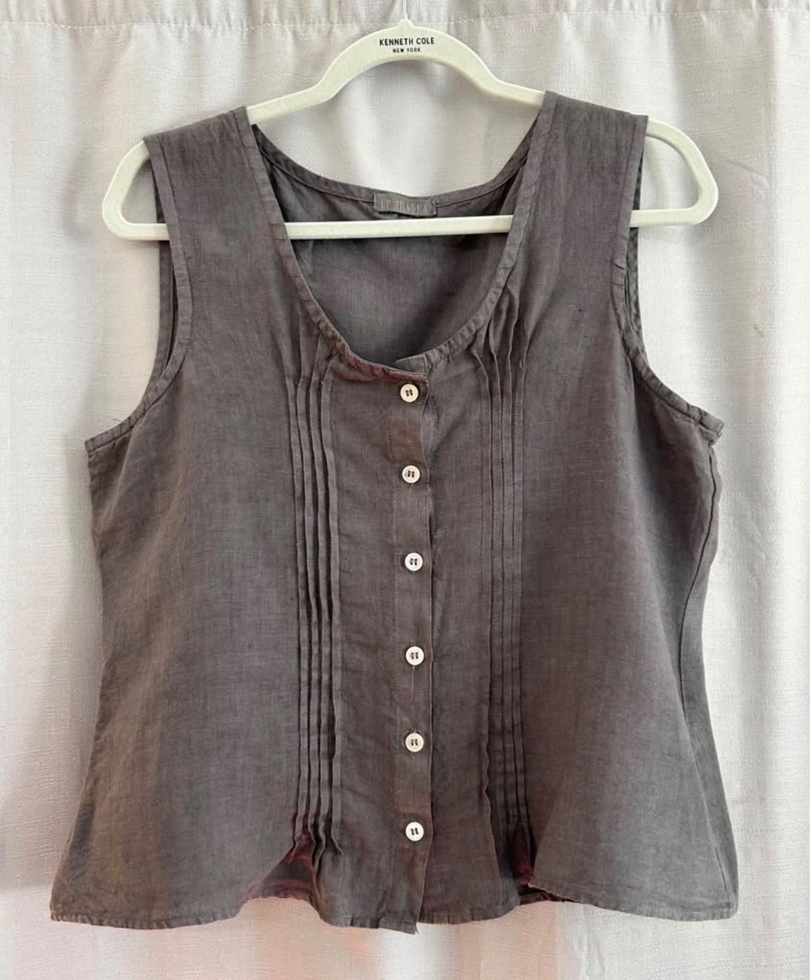 CP Shades linen tank 100% linen blouse button up medium/ large sleeveless grey