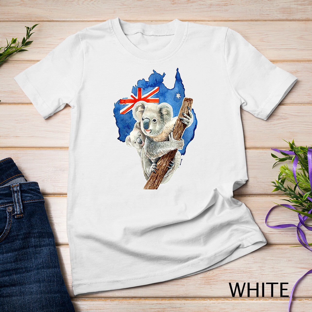 Womens Koala Shirt Animal Lovers Koala Tshirt Australian Flag Unisex T-shirt