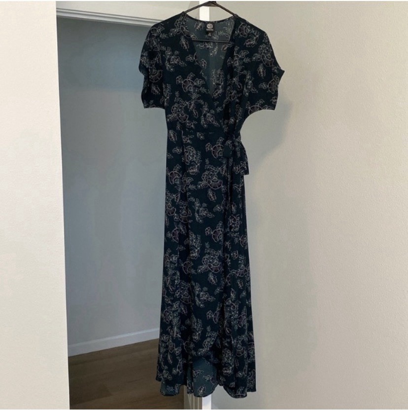 Bobeau Floral Print Maxi Wrap Dress Size XS
