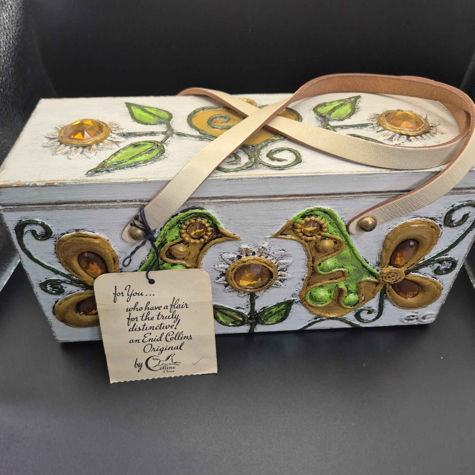 RARE VTG 1960s Enid Collins “Gay Birds” Box Bag – NOS w/ ORIGINAL RETAIL TAG
