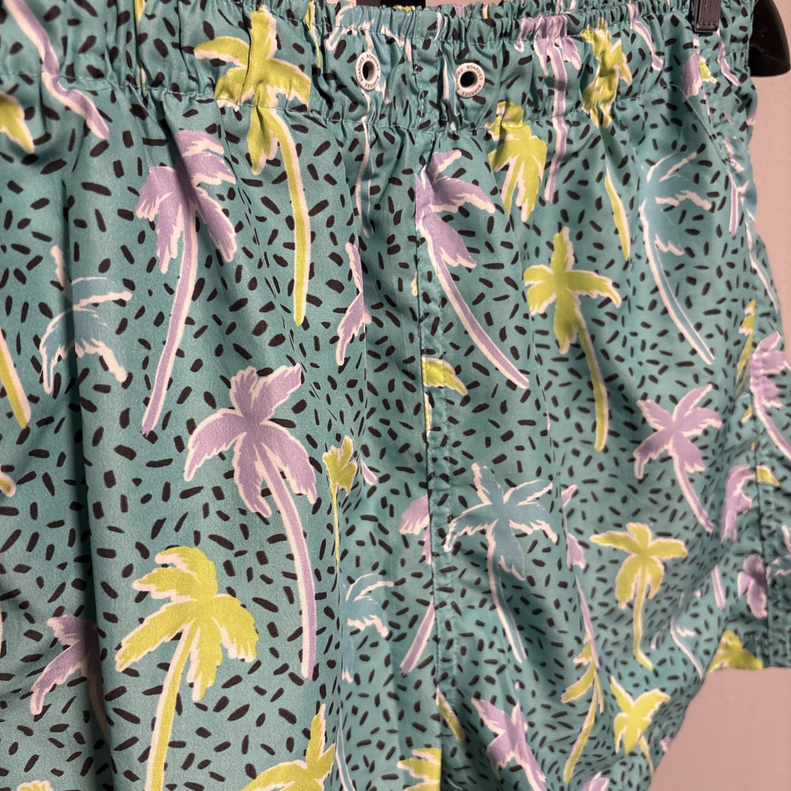 Boardies Apparel Mens L Green Swimmer Mesh Lined Swim Trunks Shorts Palm trees
