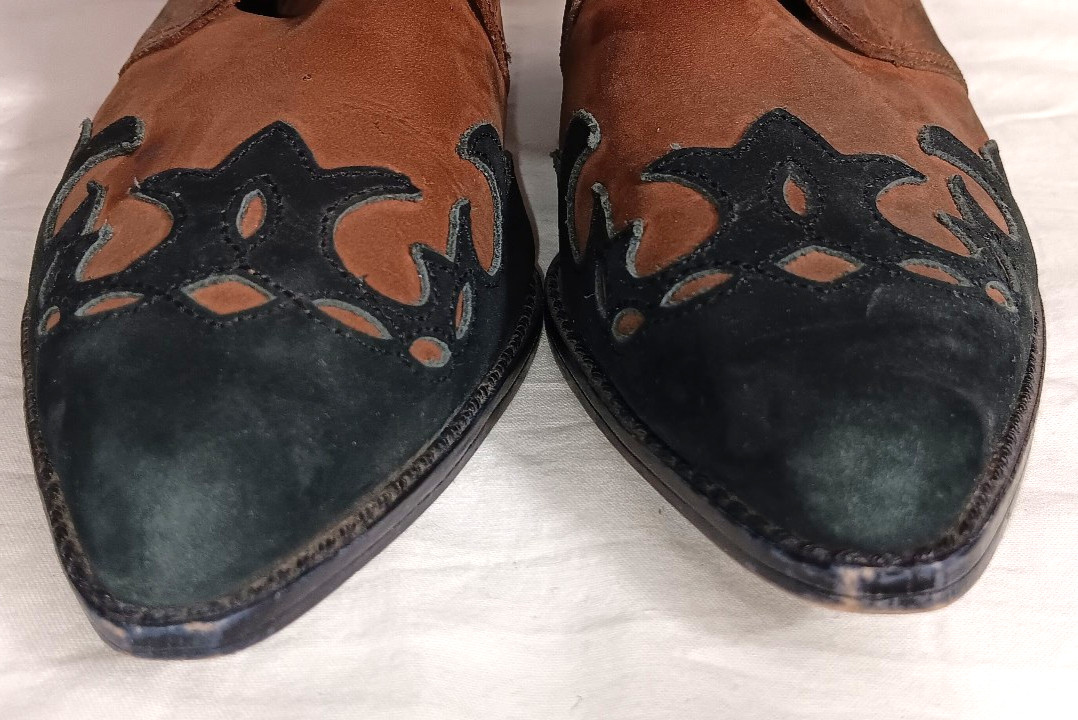 Amanda Smith Loredo Black Brown Lace Up Western Booties Boots Size 8.5 M